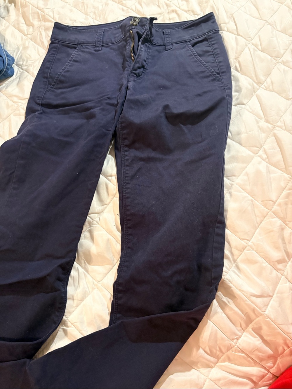 LOW RISE WOMENS Navy Chino Pants - Picture 3 of 6